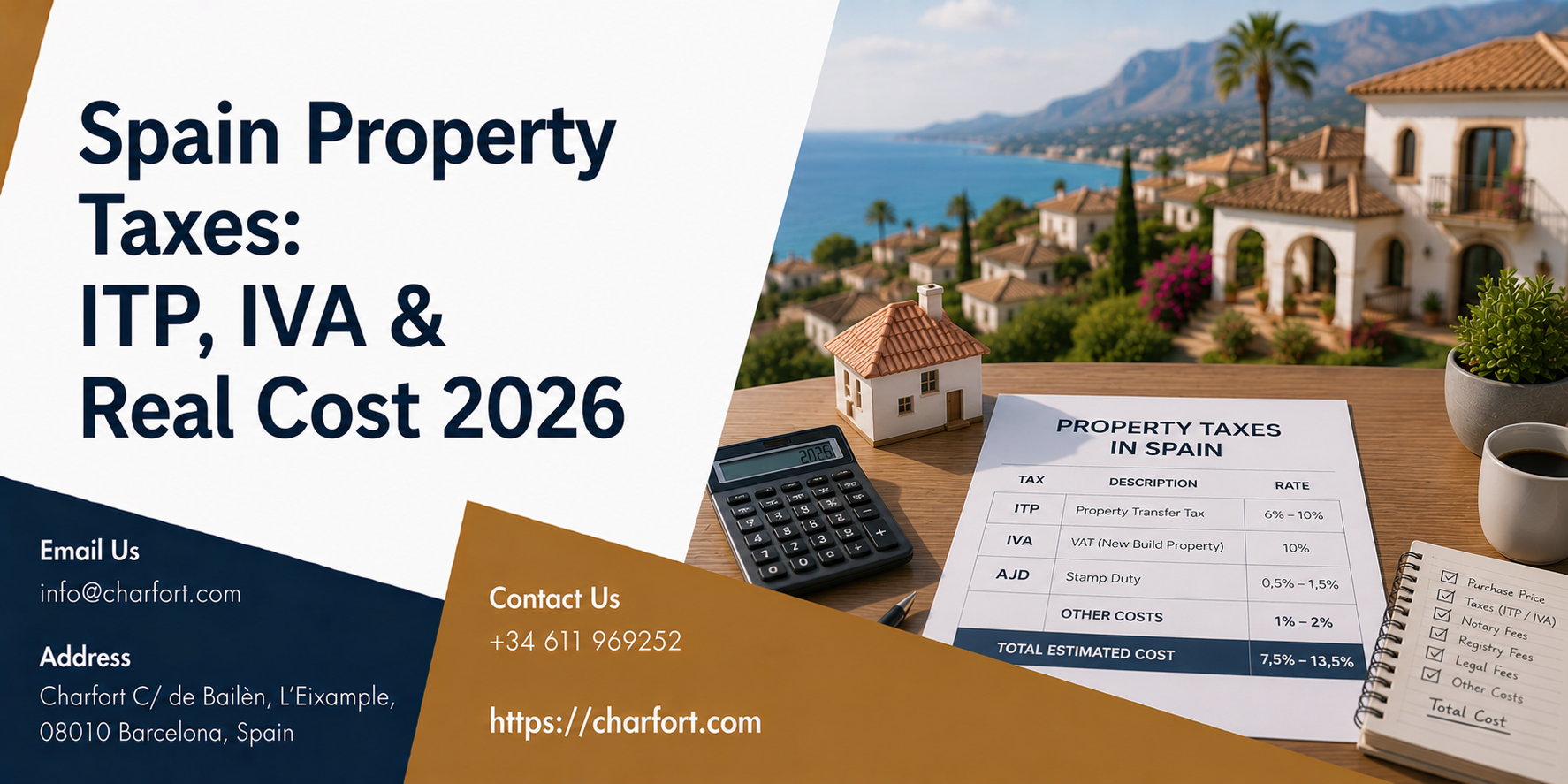 Spain Property Taxes: ITP, IVA & Real Cost 2026
