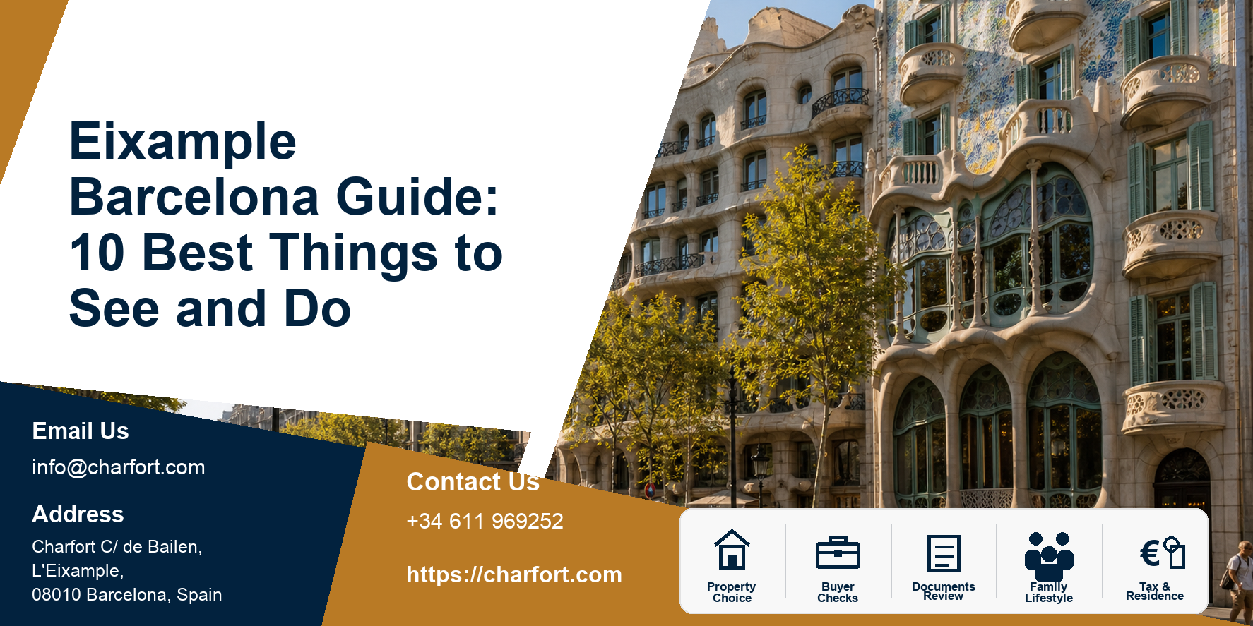 Eixample Barcelona Guide: 10 Best Things to See and Do featured image with Barcelona visitor guide background