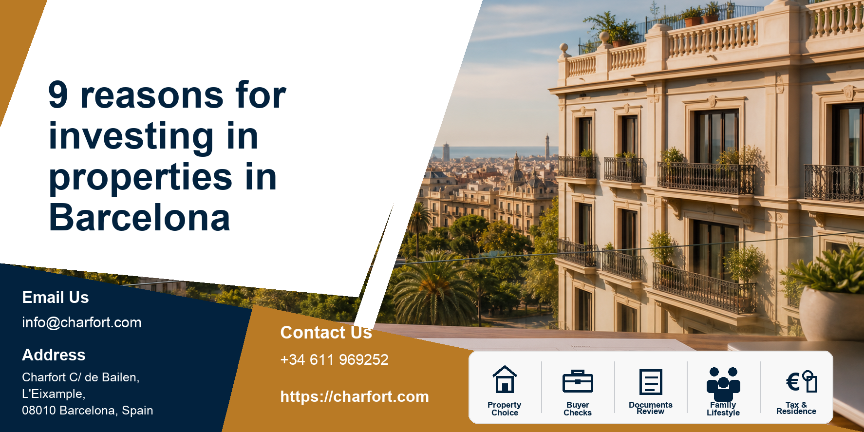 9 reasons for investing in properties in Barcelona featured image with real estate investment background