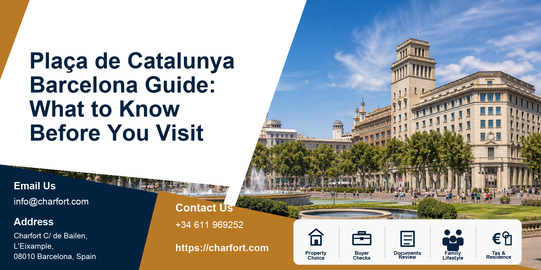 Plaça de Catalunya Barcelona Guide: What to Know Before You Visit featured image with Barcelona visitor guide background