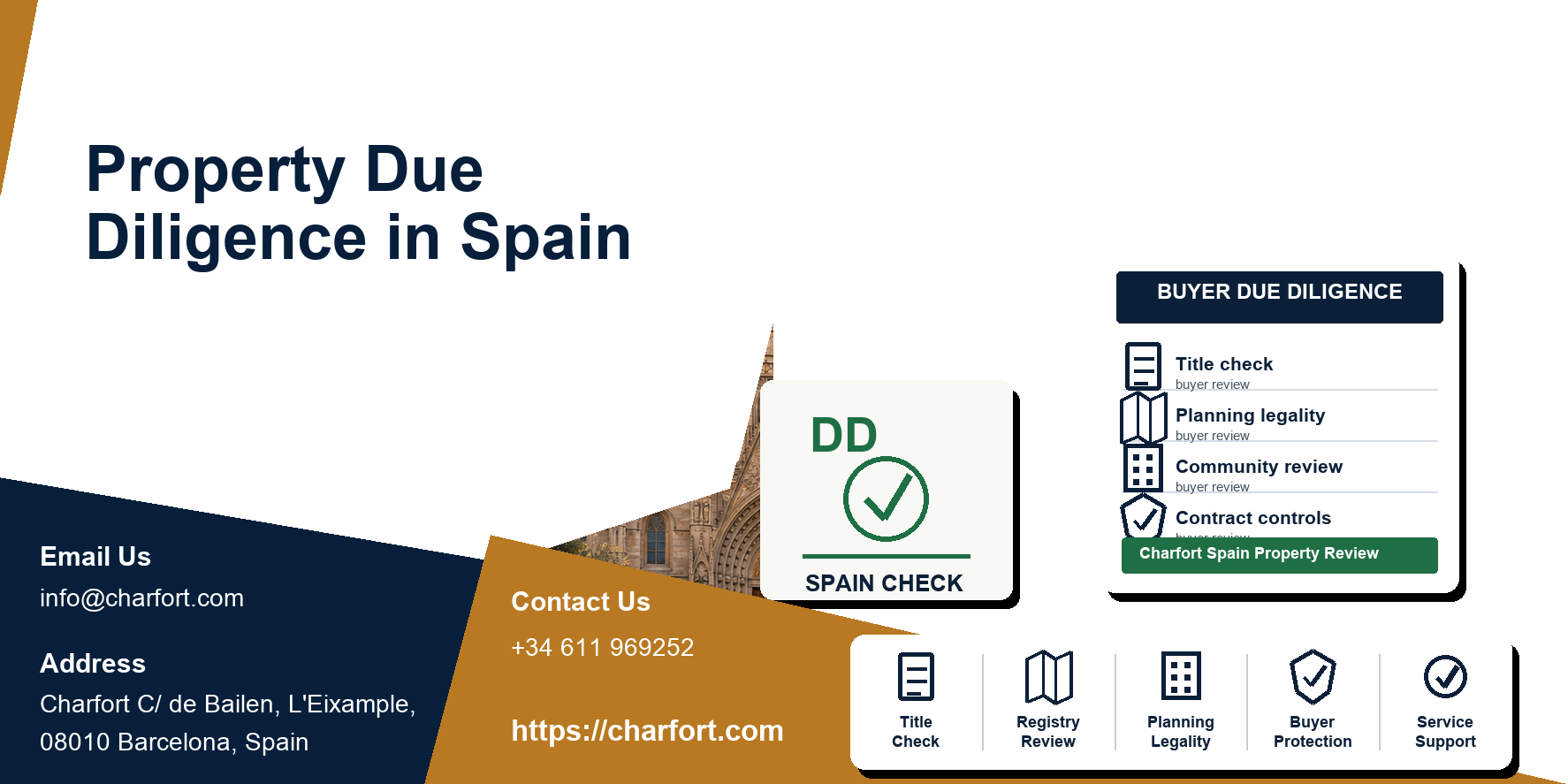 Property due diligence in Spain featured image with Barcelona property documents and buyer verification checklist