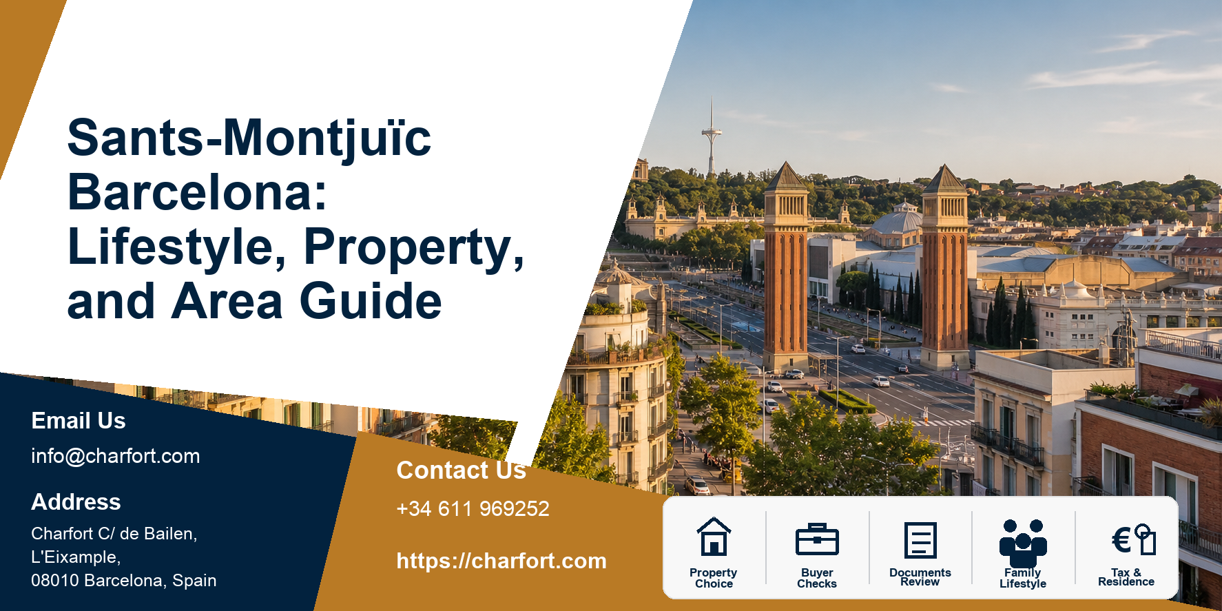 Sants-Montjuïc Barcelona: Lifestyle, Property, and Area Guide featured image with Barcelona district property background