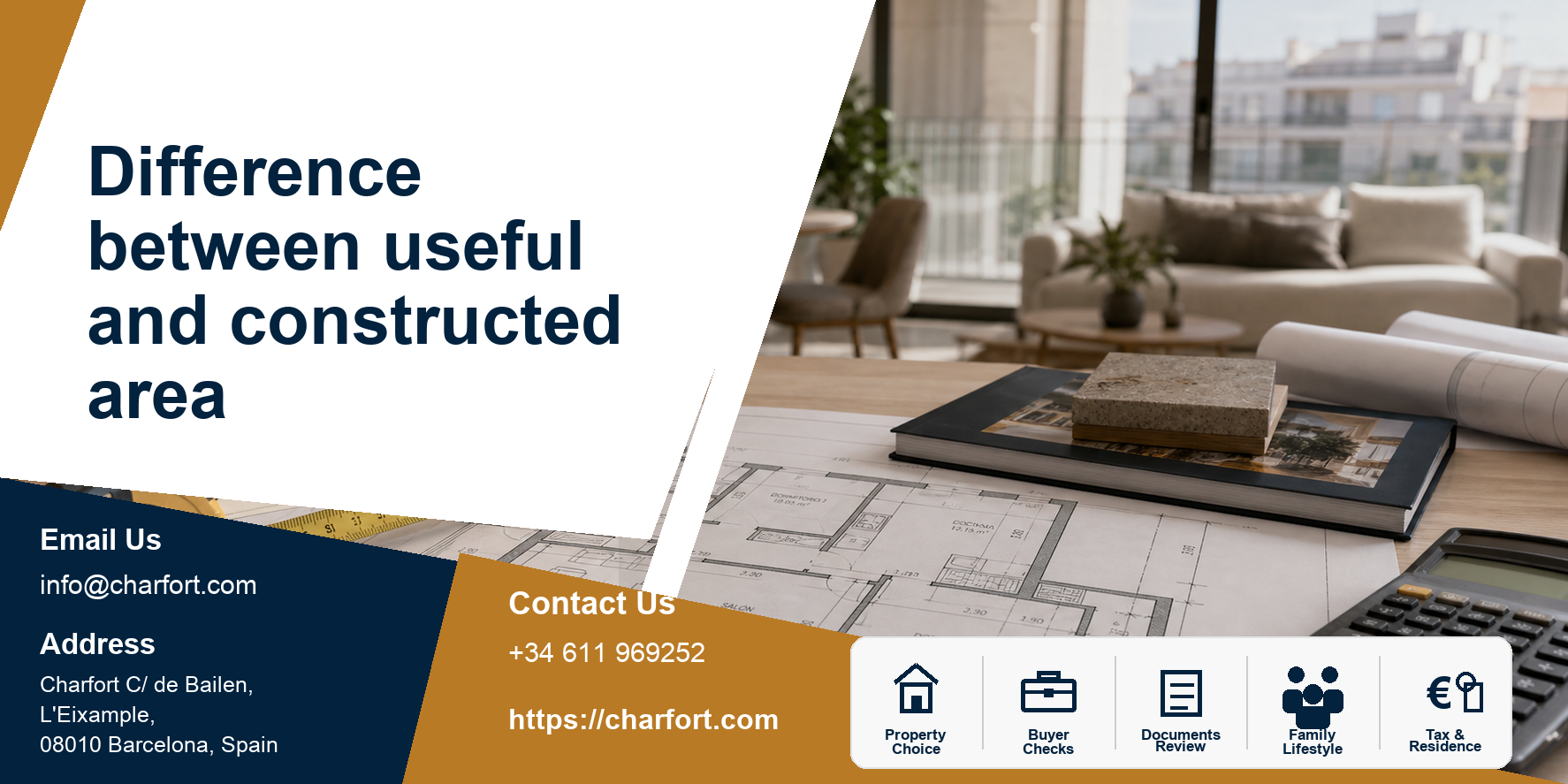 Difference between useful and constructed area featured image with floor plan and measuring tools